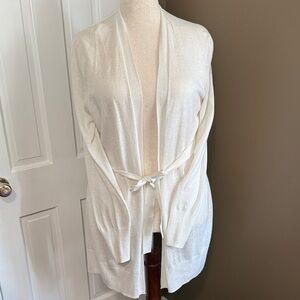 GAP Cream Open-Front Tie-Waist Cardigan